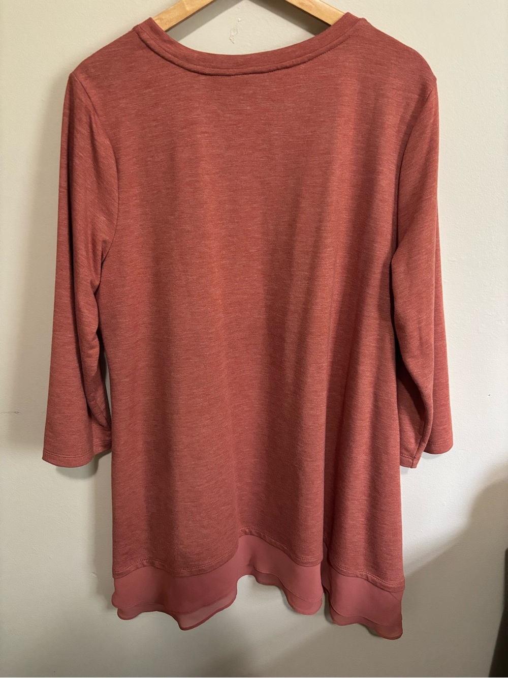 Logo Lounge Terra Cotta V-Neck Tunic with Chiffon Hem - Picture 4 of 7